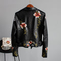 Women's Embroidered Moto Jacket with Floral Details 5