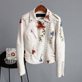 Women's Embroidered Moto Jacket with Floral Details 1