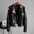 Women's Embroidered Moto Jacket with Floral Details 2