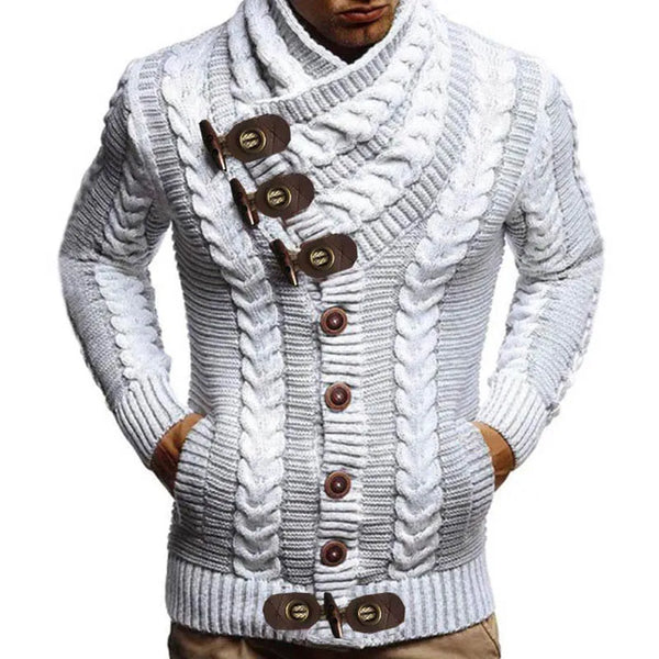 Tristan | Rugged Men's Shawl Collar Cable Knit Cardigan