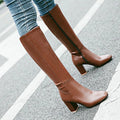 Square Toe Side Zip Knee-High Boots for Women 3