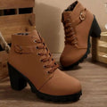 Chunky Heel Buckle Strap Ankle Boots for Women 2