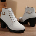 Chunky Heel Buckle Strap Ankle Boots for Women 5