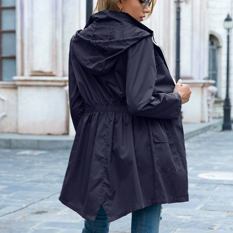 Women's Rain Jacket, Hooded with Elastic Waist