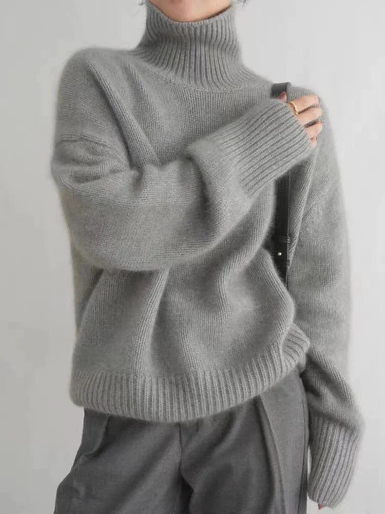 Women's Roll Neck Jumper, Classic Chunky Knit