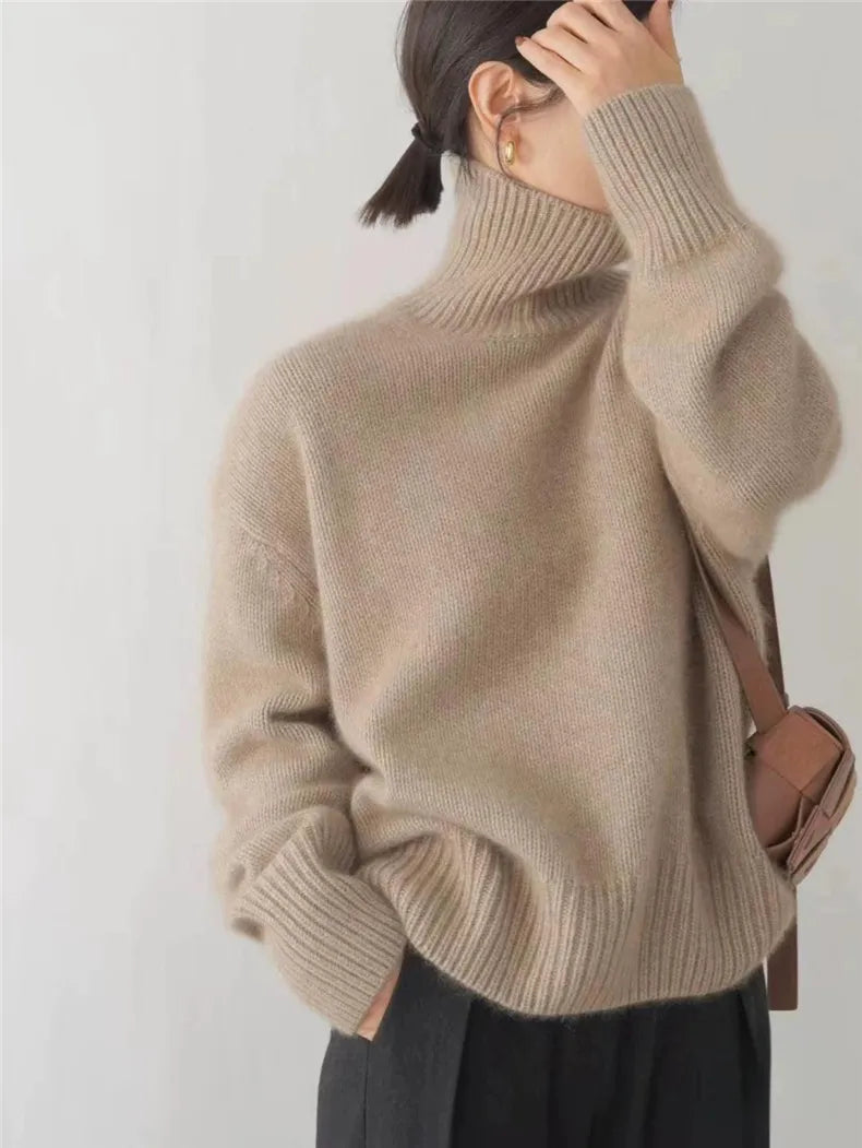 Women's Roll Neck Jumper, Classic Chunky Knit