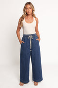 Women's Wide Leg Jeans, Elastic Drawstring Waist Denim 3