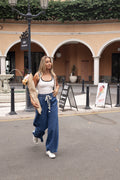 Women's Wide Leg Jeans, Elastic Drawstring Waist Denim 5