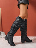 Double Buckle Slouched Knee-High Boots for Women 6