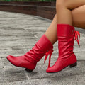 Ruched Shaft Bow Detail Knee-High Boots for Women 5
