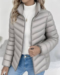 Lightweight Puffer Jacket with Stand Collar and Zip Closure for Women 6