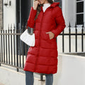 Long Hooded Puffer Jacket with Side Pockets for Women 2