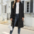 Long Hooded Puffer Jacket with Side Pockets for Women 3