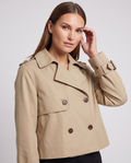 Khaki Double-Breasted Cropped Trench Jacket for Women 5