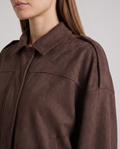 Coffee Suede Look Bomber Jacket for Women 5