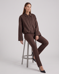 Coffee Suede Look Bomber Jacket for Women 2