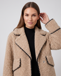 Beige Borg Teddy Fleece Jacket for Women 4