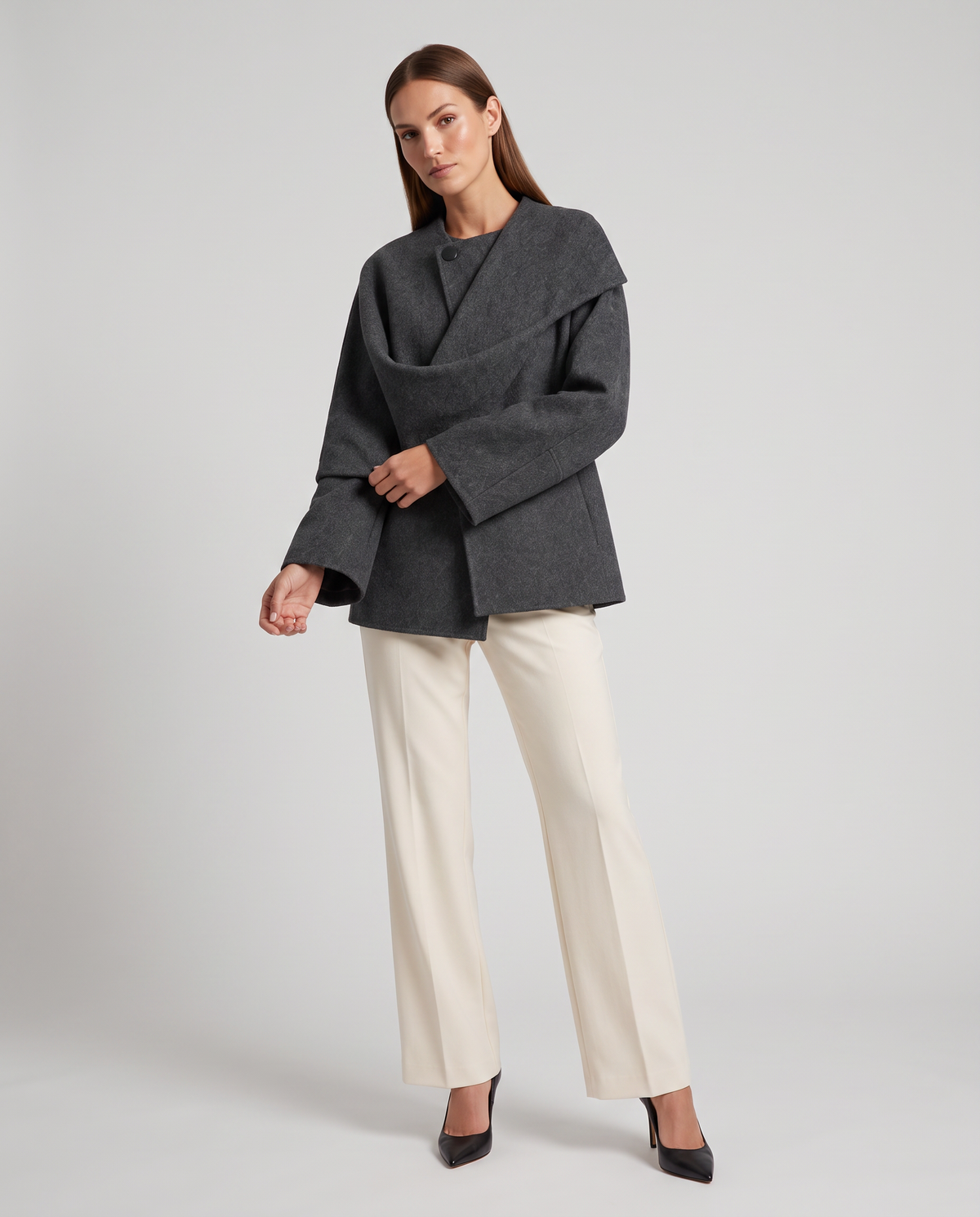 Built-In Scarf Cape Coat for Women