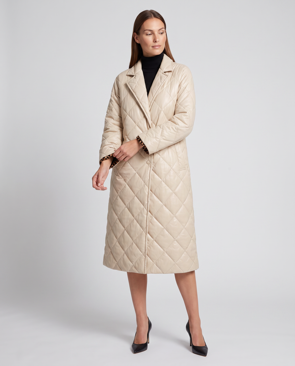 Beige Leopard Print Reversible Coat for Women