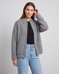 Grey Boucle Open Front Jacket for Women 3