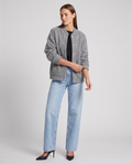 Grey Boucle Open Front Jacket for Women 2