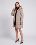 Khaki Hooded Puffer Coat for Women 3