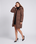 Khaki Hooded Puffer Coat for Women 1