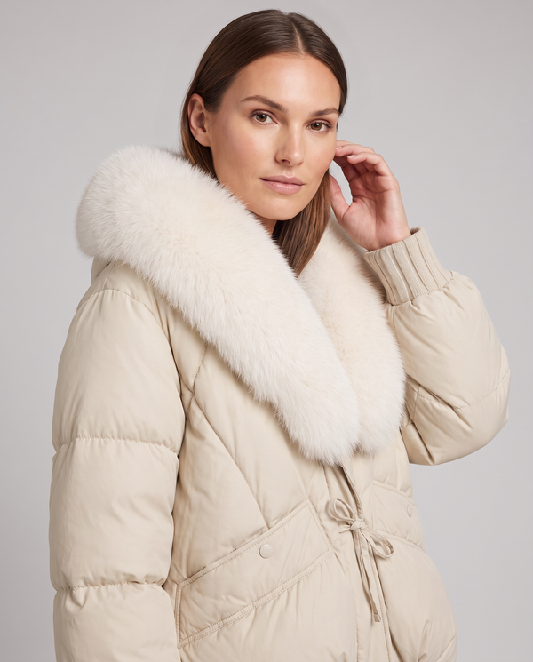 Beige Padded Puffer Jacket for Women