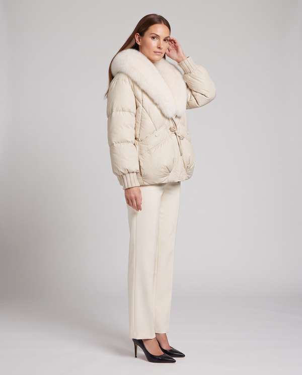 Beige Padded Puffer Jacket for Women