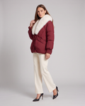 Brown Puffer Jacket with Faux Fur Collar for Women 5