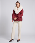 Brown Puffer Jacket with Faux Fur Collar for Women 6