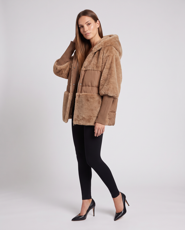 Hooded Faux Fur Jacket for Women