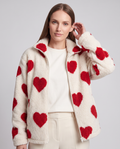 Heart Print Teddy Fleece Jacket for Women 4