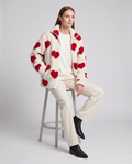 Heart Print Teddy Fleece Jacket for Women 3