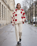 Heart Print Teddy Fleece Jacket for Women 5