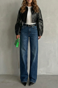 Women's Straight Leg Jeans, Mid Rise Light Wash 5