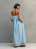 Striped Spaghetti Strap Maxi Dress with Red Trim Detail 2