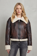 Yolanda | Cropped Aviator Jacket with Faux Shearling Trim for Women 2