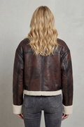 Yolanda | Cropped Aviator Jacket with Faux Shearling Trim for Women 4