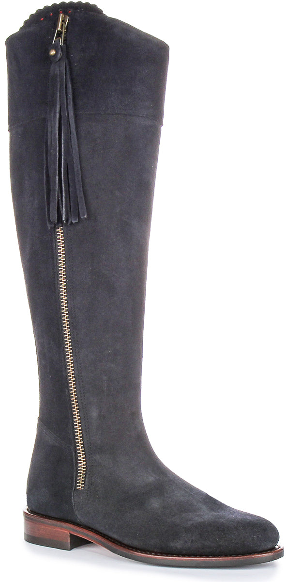 Valentina Slim | Navy Narrow-Calf Riding Boots for Women