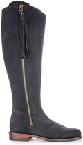 Valentina Slim | Navy Narrow-Calf Riding Boots for Women 2