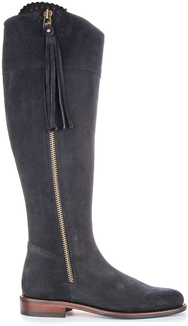 Valentina Slim | Navy Narrow-Calf Riding Boots for Women