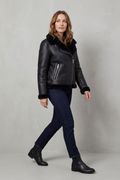 Zinnia | Asymmetrical Zip Shearling Biker Jacket for Women 3