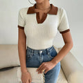 Almudena | Chic Women's Knit Short Sleeve Polo 2