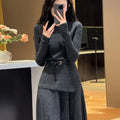 Annabel | Belted Asymmetric Knit Turtleneck Midi Dress for Women 5