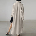 Women's Linen Maxi Shirt Dress Oversized Long Sleeve Button-Down 6