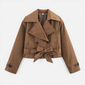 Notch Collar Trench Jacket for Women, Belted Bow 6