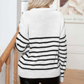 Saskia | Striped Cable Knit Sweater with Shoulder Buttons for Women 10