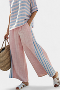 Linen Blouse and Soft Pants Set Pink Blue Relaxed 3