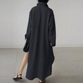 Women's Linen Maxi Shirt Dress Oversized Long Sleeve Button-Down 4